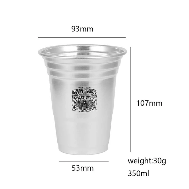 Reusable 12oz 350ml Recyclable Aluminium Beer Cups for Party Durable and Eco-Friendly Glassware Aluminium Cups
