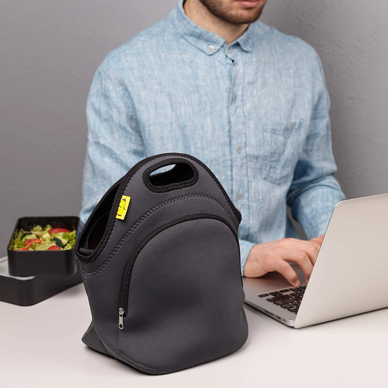 Customized neoprene printed insulated lunch bag cooler bag picnic box tote bag with zipper with shoulder strap OEM