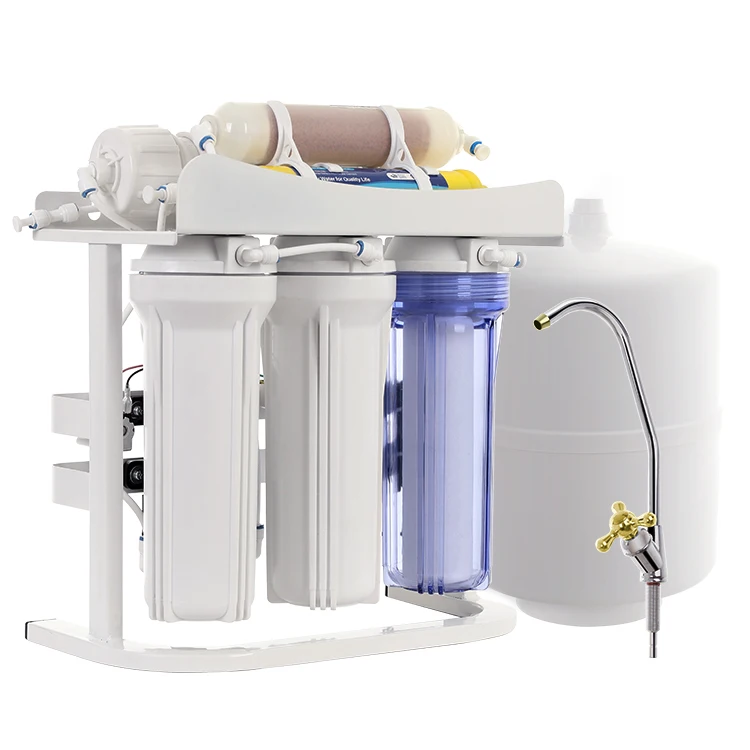 Adjust TDS 7 Stage Supply Mineral Alkaline Water 75 100 GPD Flow Rate RO Water Filter System With Water Tank and Faucet