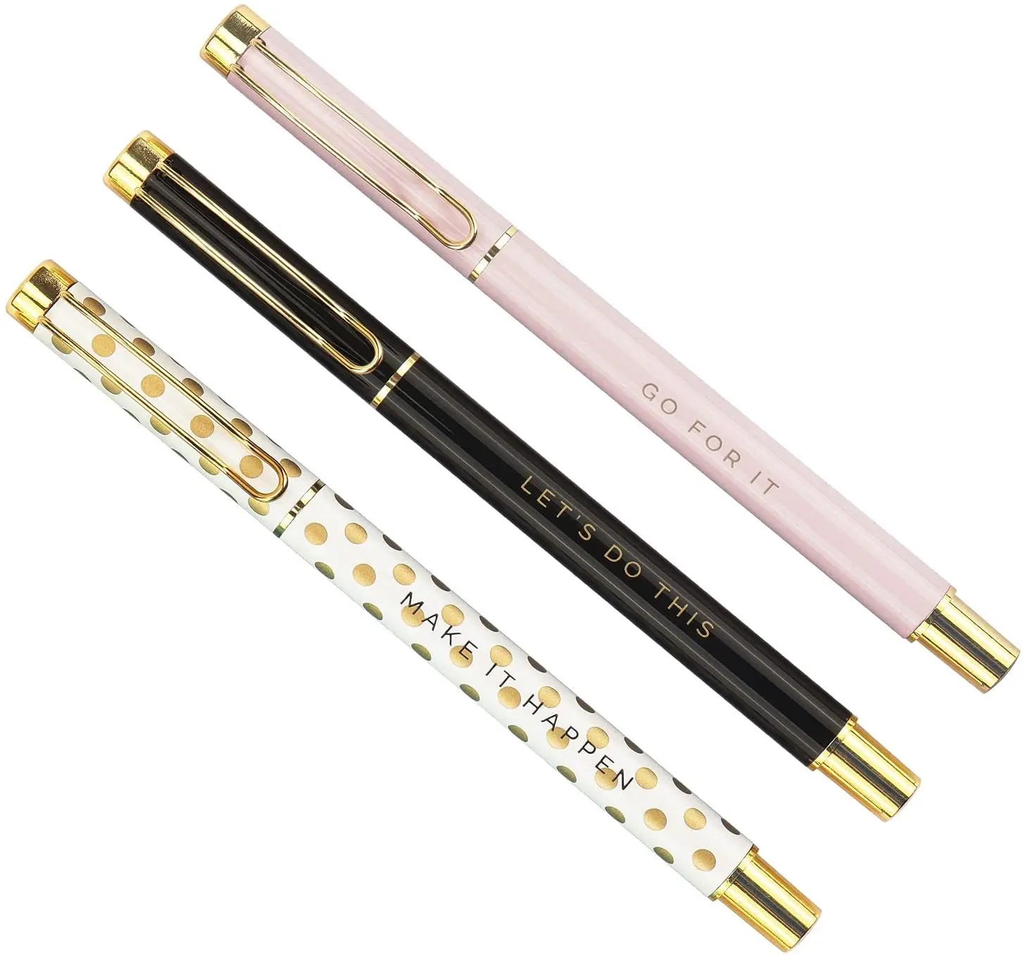 Metal Inspirational Ballpoint Pen Office Gifts for Women Girl Desk Supplies Gold Cute Pen Sets School Girly