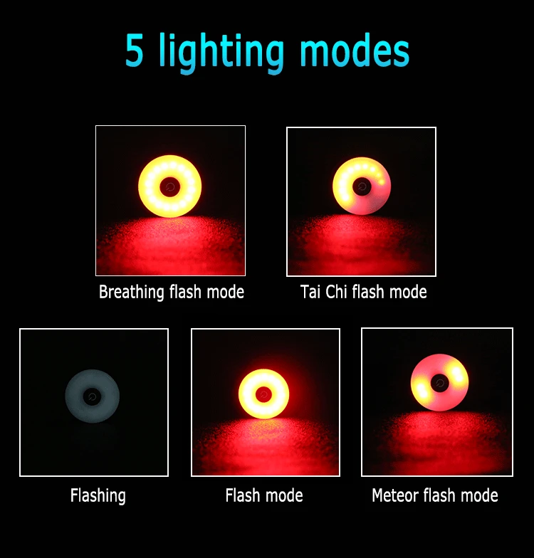 USB Rechargeable Front White Bicycle Light Waterproof 5 Modes Bike Red Tail LED Light Set 56 hours battery life