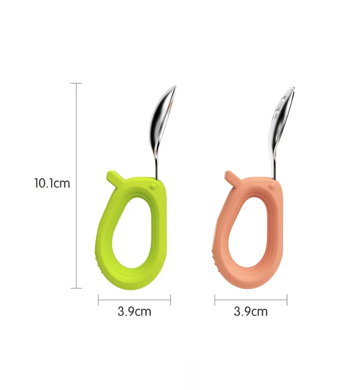 Leafree Food Grade Silicone Stainless Steel Metal Baby Spoon Fork Set Safe Anti-swallow Soft Bendable Handle Tableware whit Box
