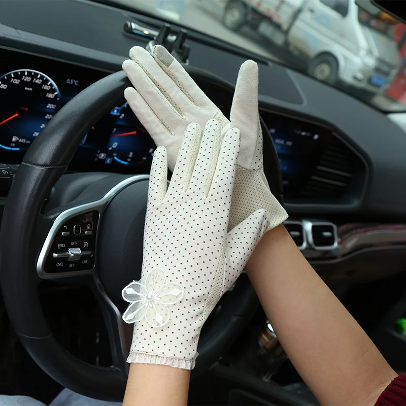 Jetshark Wholesale Summer Light Breathable Women Electric Bike Sun Uv Protection Driving Lace Cycling Gloves