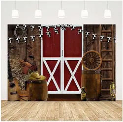 Vinyl 7x5ft Western Backdrop for Photography Photoshoot Supplies Farmhouse Barn Door West Cowboy Scene Photo Background Kids