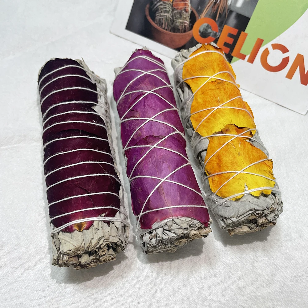 CELION California White Sage With Yellow Rose Petals for Smudging