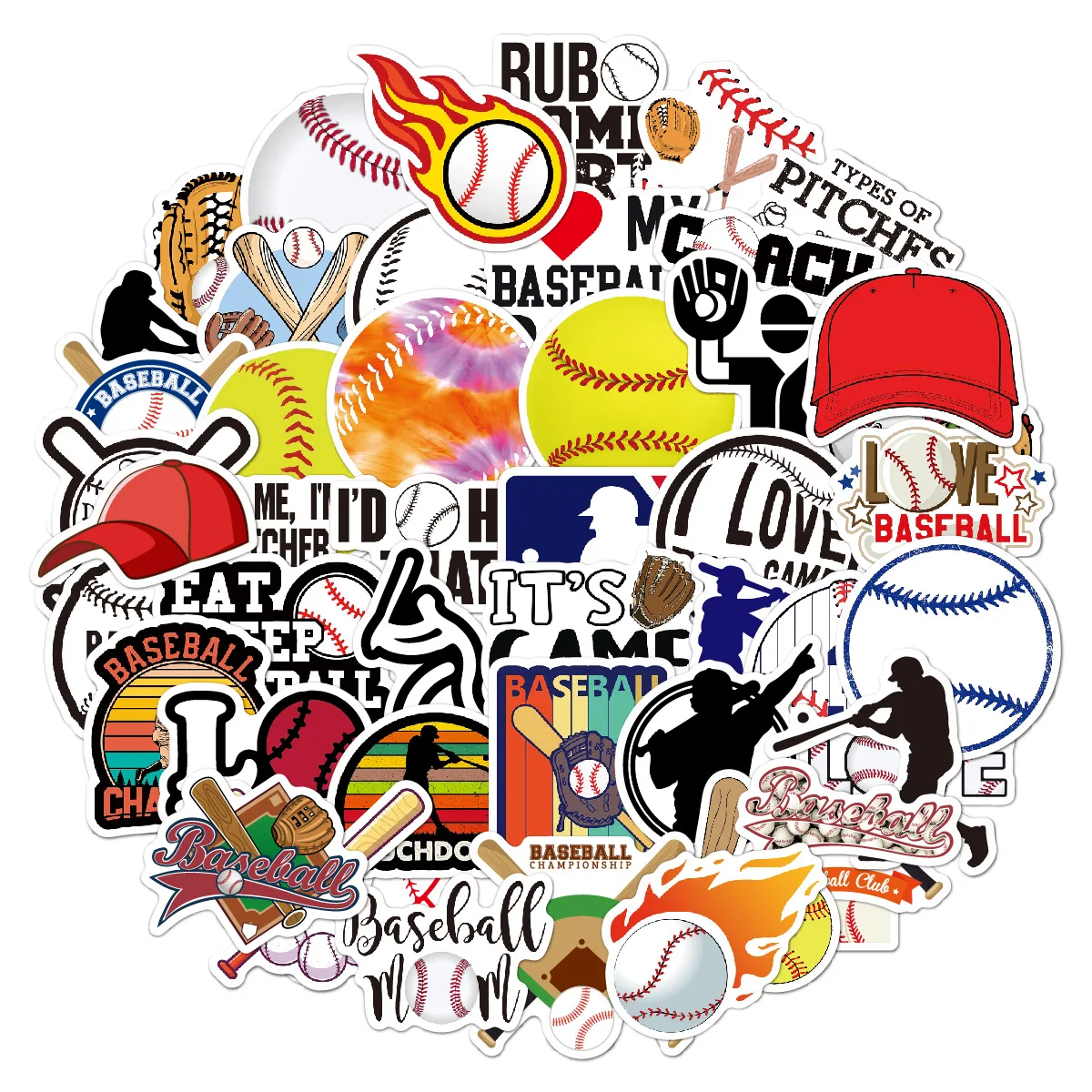 Softball Stickers Cute Vinyl Waterproof Laptop Skateboard Stickers Funny Skateboard Sticker