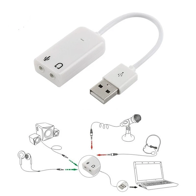  Белый 3D аудио USB2.0 интерфейс виртуальный канал 7 1 внешний usb-звуковой модуль записи