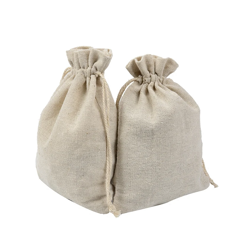 Cloth organic linen cotton drawstring jewelry pouch bag