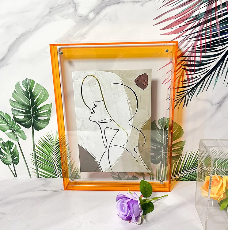 Modern Luxe Neon Wall Mounted Desktop Clear DIY Perspex Acrylic Framed Shadow Box For Gift