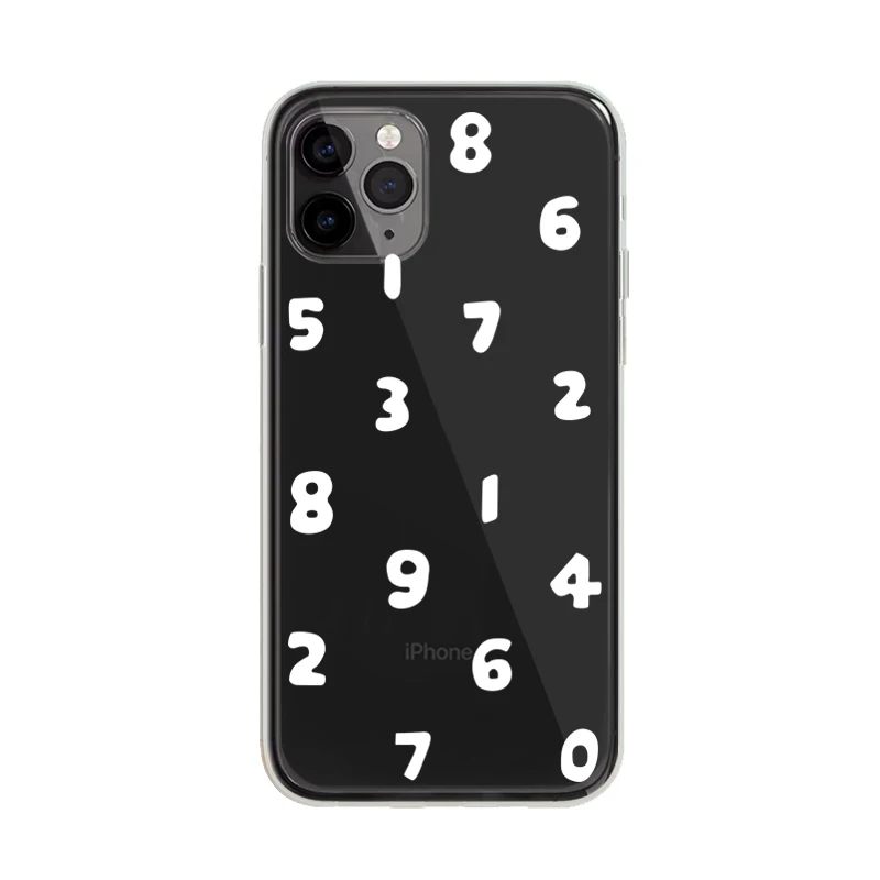 
Factory Custom tpu white Numbers Pattern Phone Case for i 7 8 Plus SE2 X XS XR 11 PRO MAX Clear Soft cover 