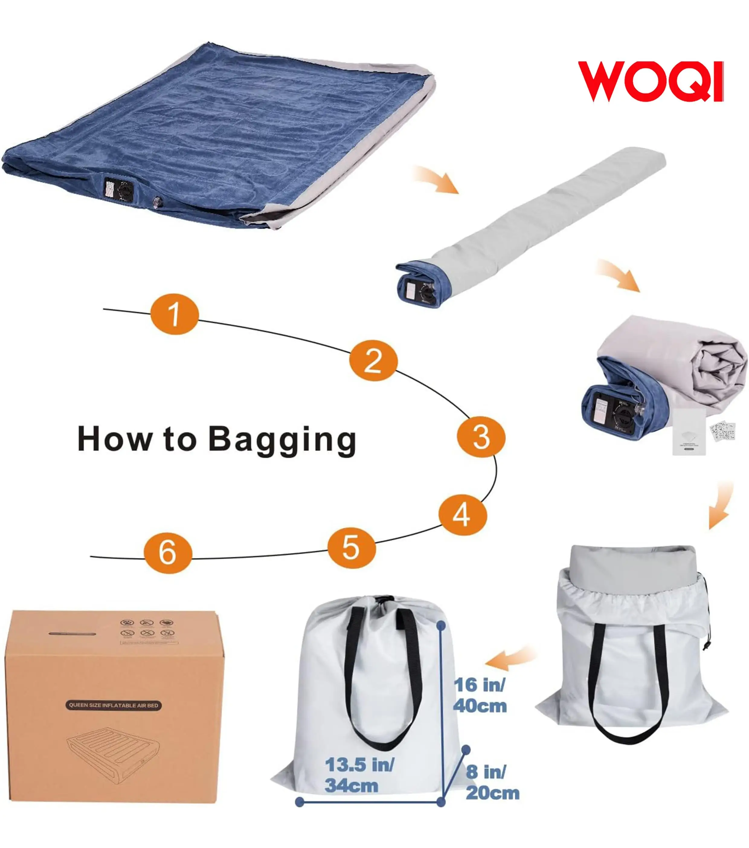 WOQI with built-in pump inflatable cushion, suitable for home, camping, and travel