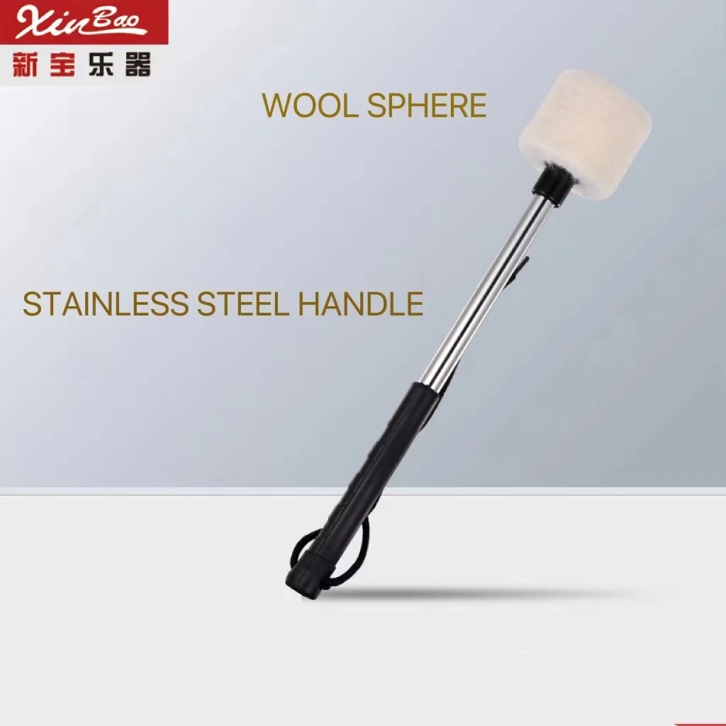 Marching band big drum drum stick stainless steel handle, hot wool material big drum stick