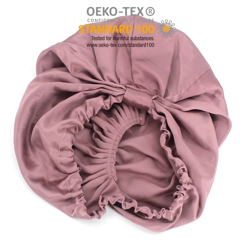 Silk Turban Bonnet Custom Extra Large Double Layer Silk Sleeping Bonnet 100% Silk Satin Long Hair With Bow Tie