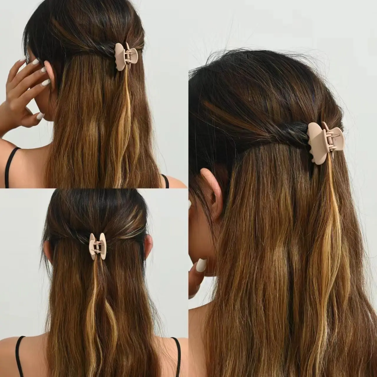 Wowei 4.5cm Solid Color Frosted Solid Color Plastic Puffy Mini Claw Clips Shark Clip for Women Girls Hair Accessories