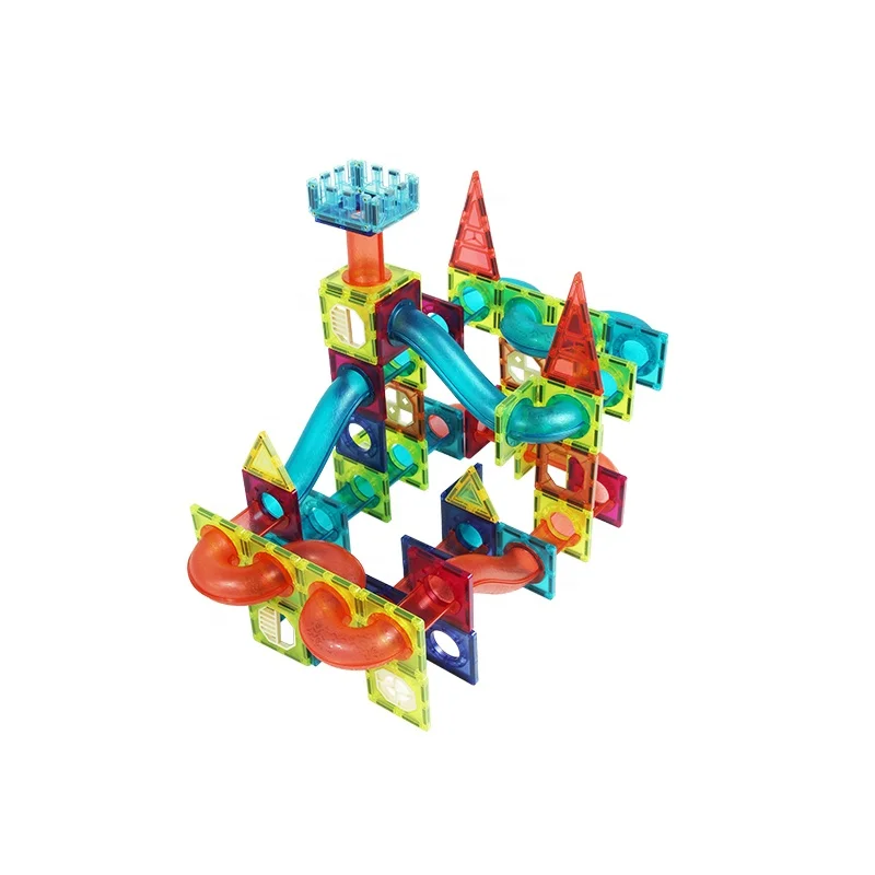Magic Magnetic Paradise 3d 110 pcs Magnetic Marble Run Tiles Big Plastic Building Marble Running Toy
