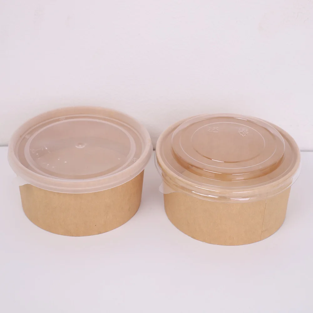 wholesale disposable square round paper cup heatable kraft waterproof customwith PE lid