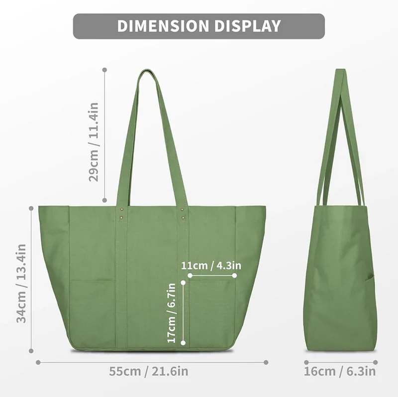 Hot large size colored beach women handbag calico canvas tote bag heavy duty vintage green canvas tote bag with magnet closure