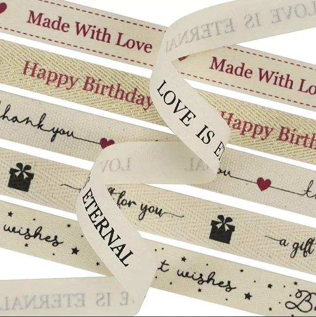 MSD Factory Custom Ribbon With 3D Logo 100% Cotton Ribbon For Gift Wrapping And Diy Decorative Crafts Clothing Label