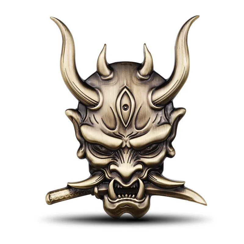 Japan Ghost Samurai Car Logo Skeleton Personality Metal Car Emblem Japanese Body Decorative Stickers