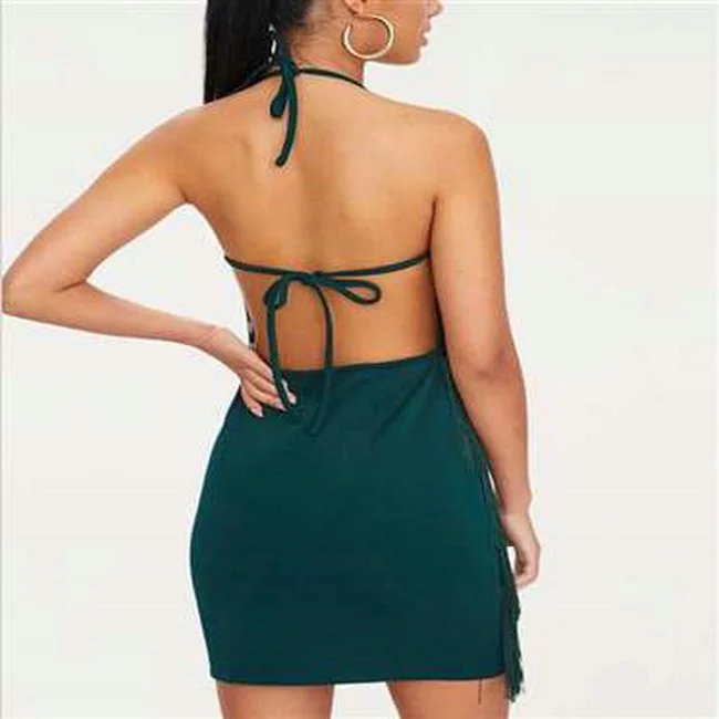 Летнее женское модное платье-комбинация 2021 горячая Распродажа Дамское Платье с кисточками