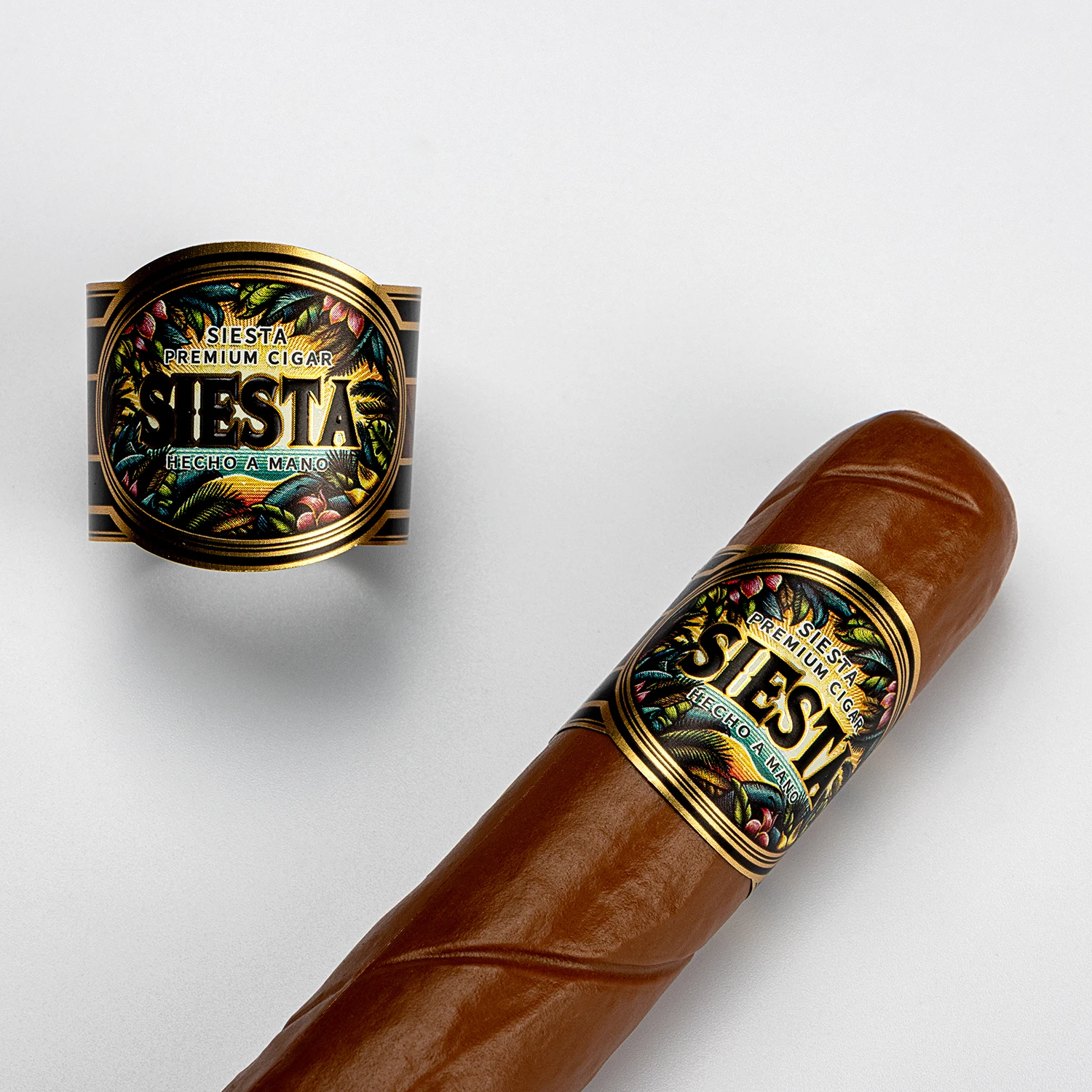 High Quality Custom Cigar Packaging Gold Foil Embossed Art Paper Cigar Ring Wrap Cigar Bands Label