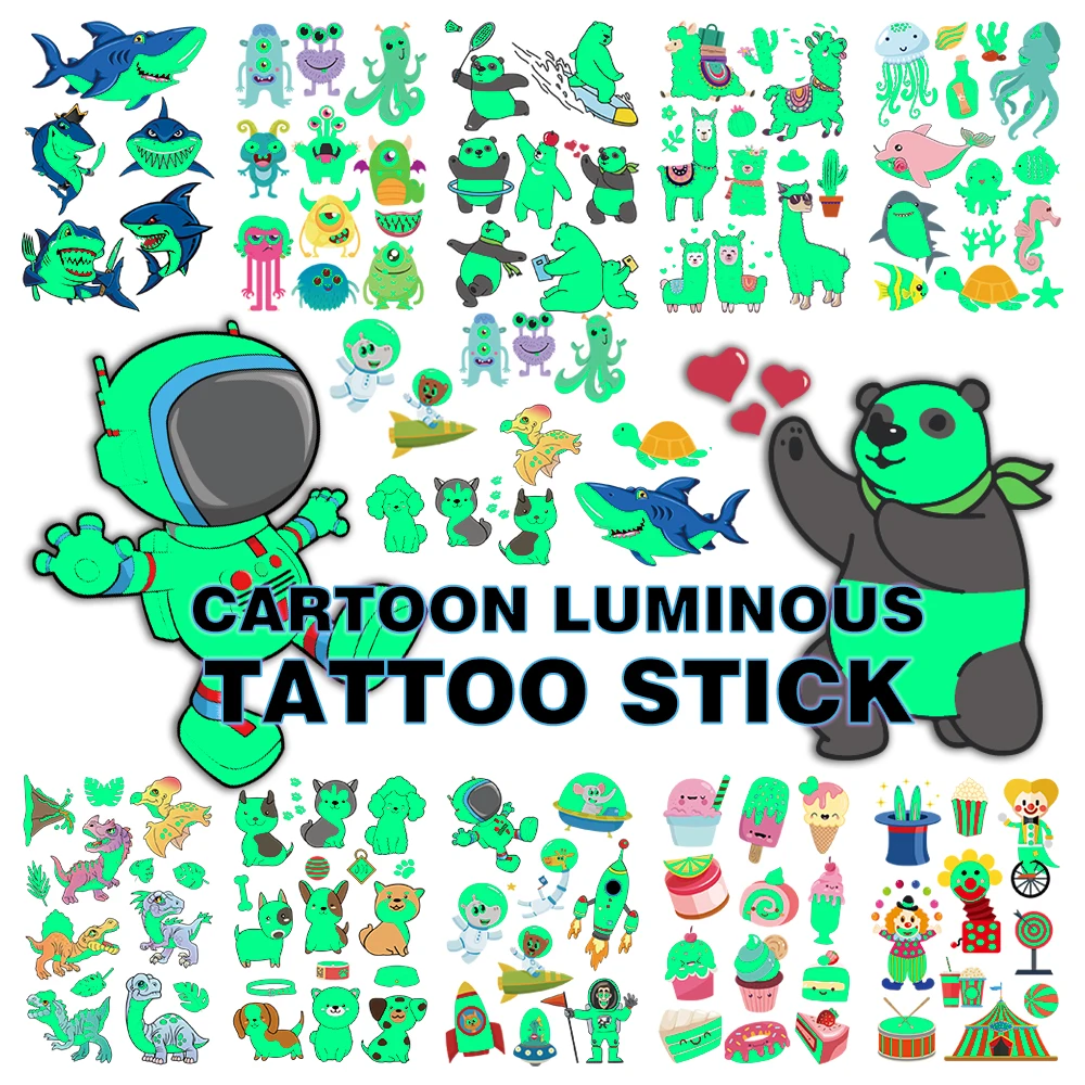 2021 Hot Selling Custom  Luminous Arm Art Tattoo Temporary Lovely Body Tattoos Sticker