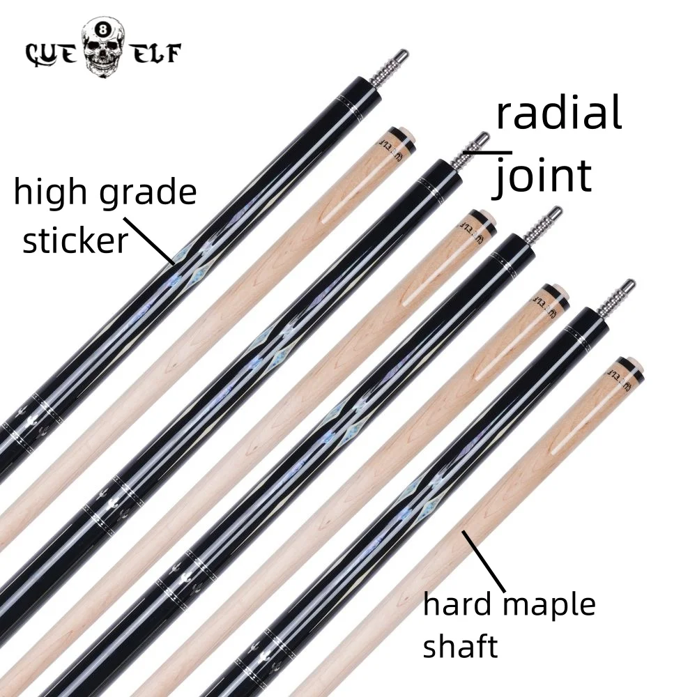 CUEELF Wholesale  Carom Pool Cue Firm Hard Maple Shaft 11.8mm Tip Size  High Grade Sticker Pool Cue