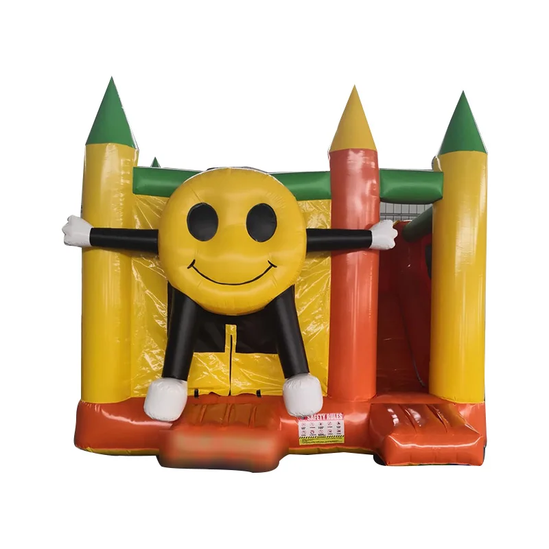 Happiness smile face Inflatable bouncy castle with slide, Outdoor /indoor inflatable mini combo jumper house for toddles