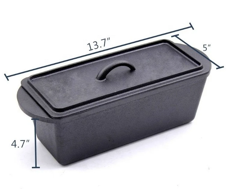 Cast iron roasting pan with a square fry pan lid of kitchen pot and pan sets