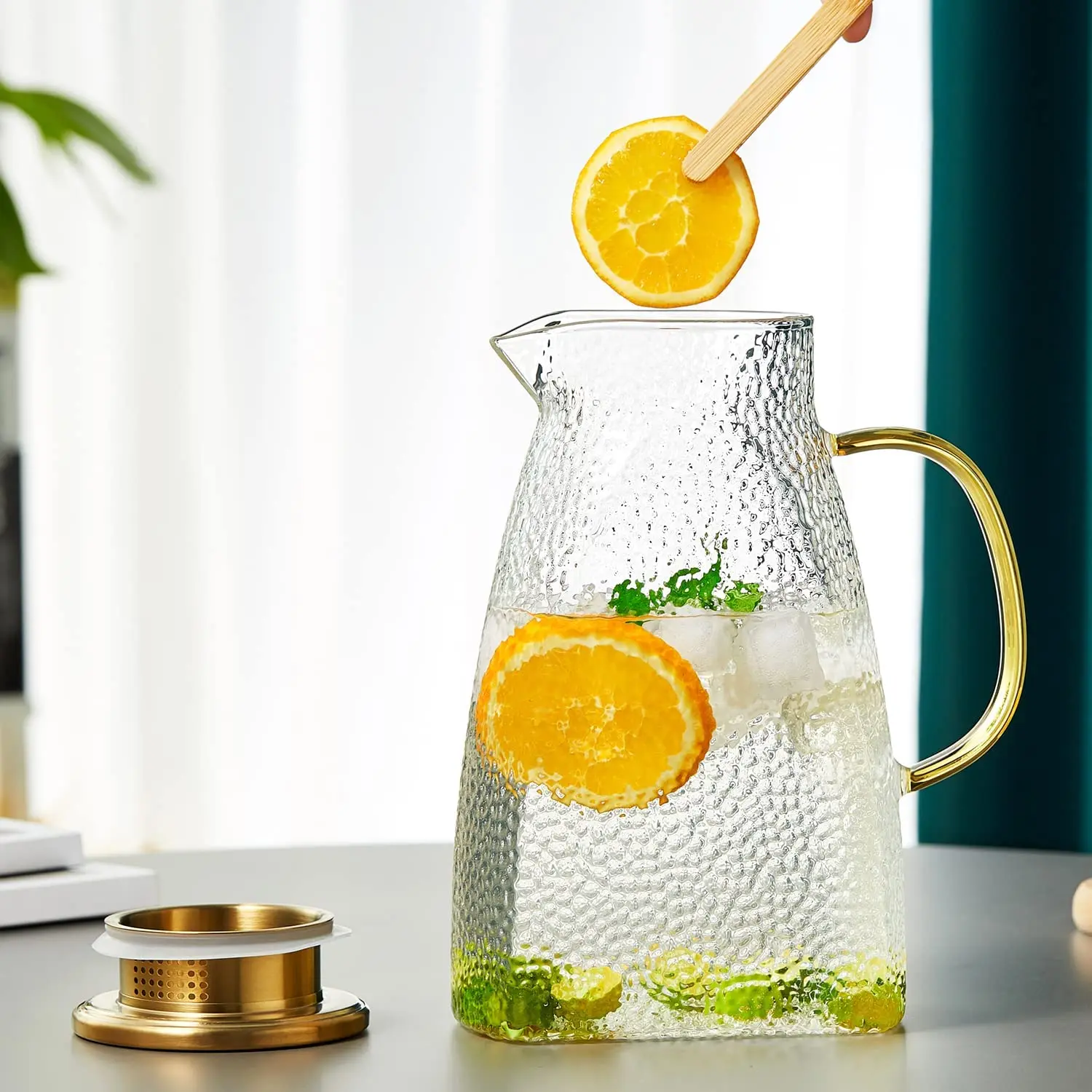 Heat resistant water glass milk jug tea beverage carafe glass water pitcher with lid