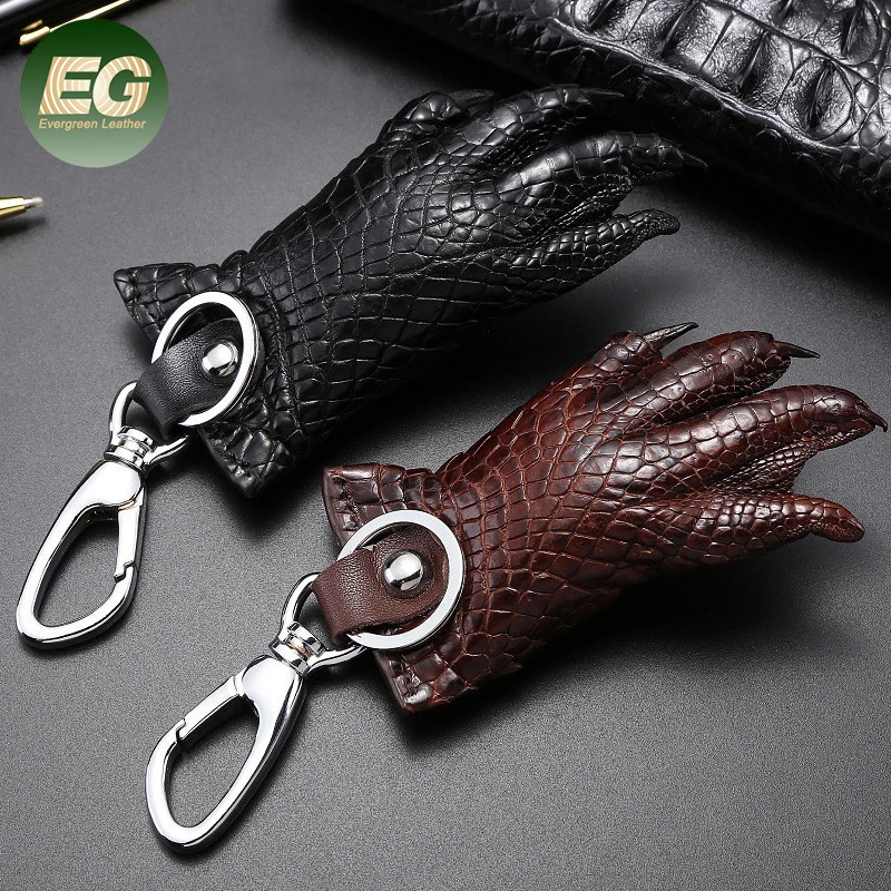 RC37 Men Cowhide Multifunction for Car Crocodile Alligator Keychains Logo Wholesale Genuine Part Custom Leather Keychain