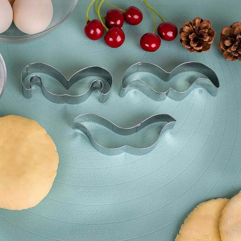 high quality kitchen DIY baking tools moustache Pastry Biscuit Fondant Stainless Steel 3pcs/set cookie cutter mold