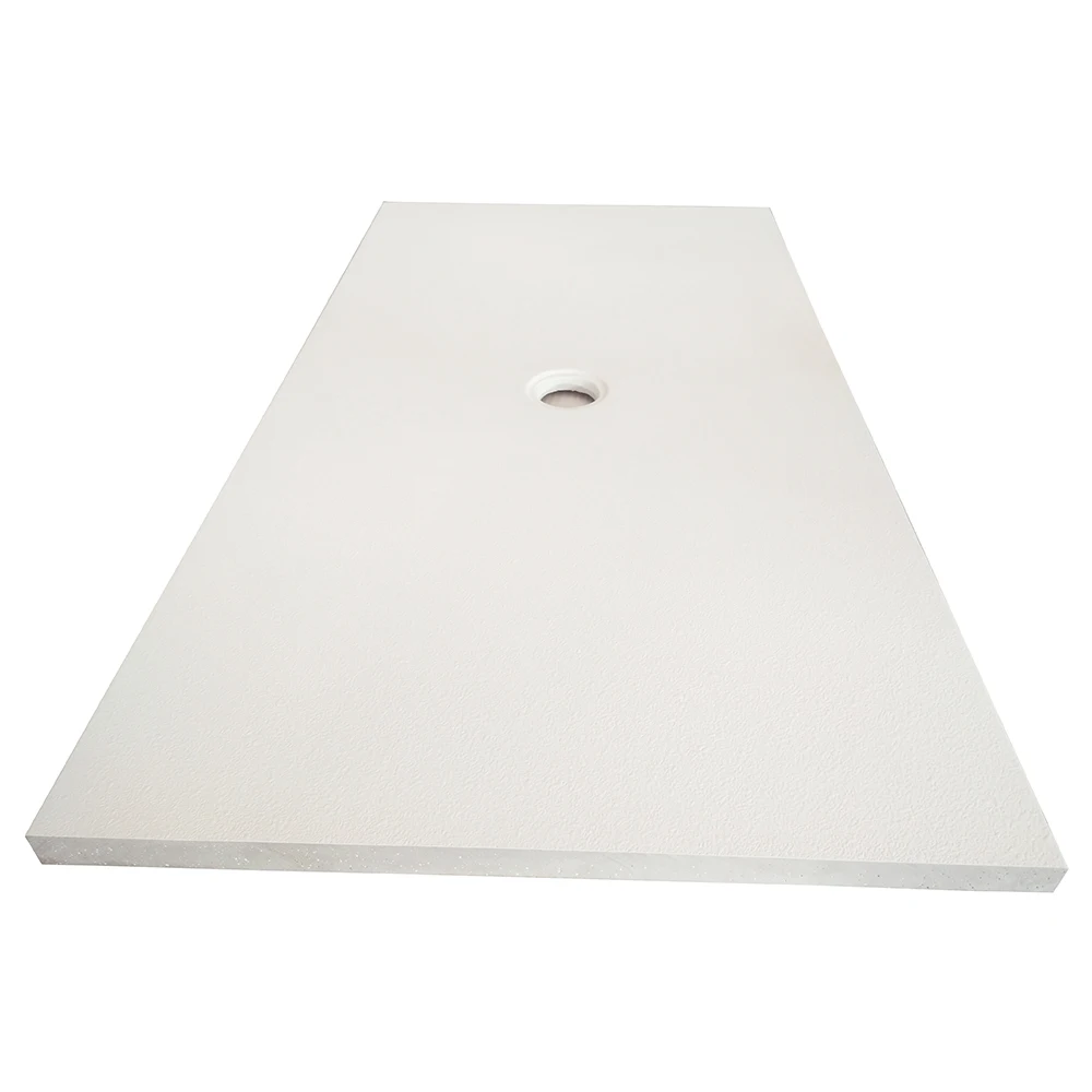 ADA Rolling-in Center Drain Rectangle Cultured Marble Bathroom Shower Pan