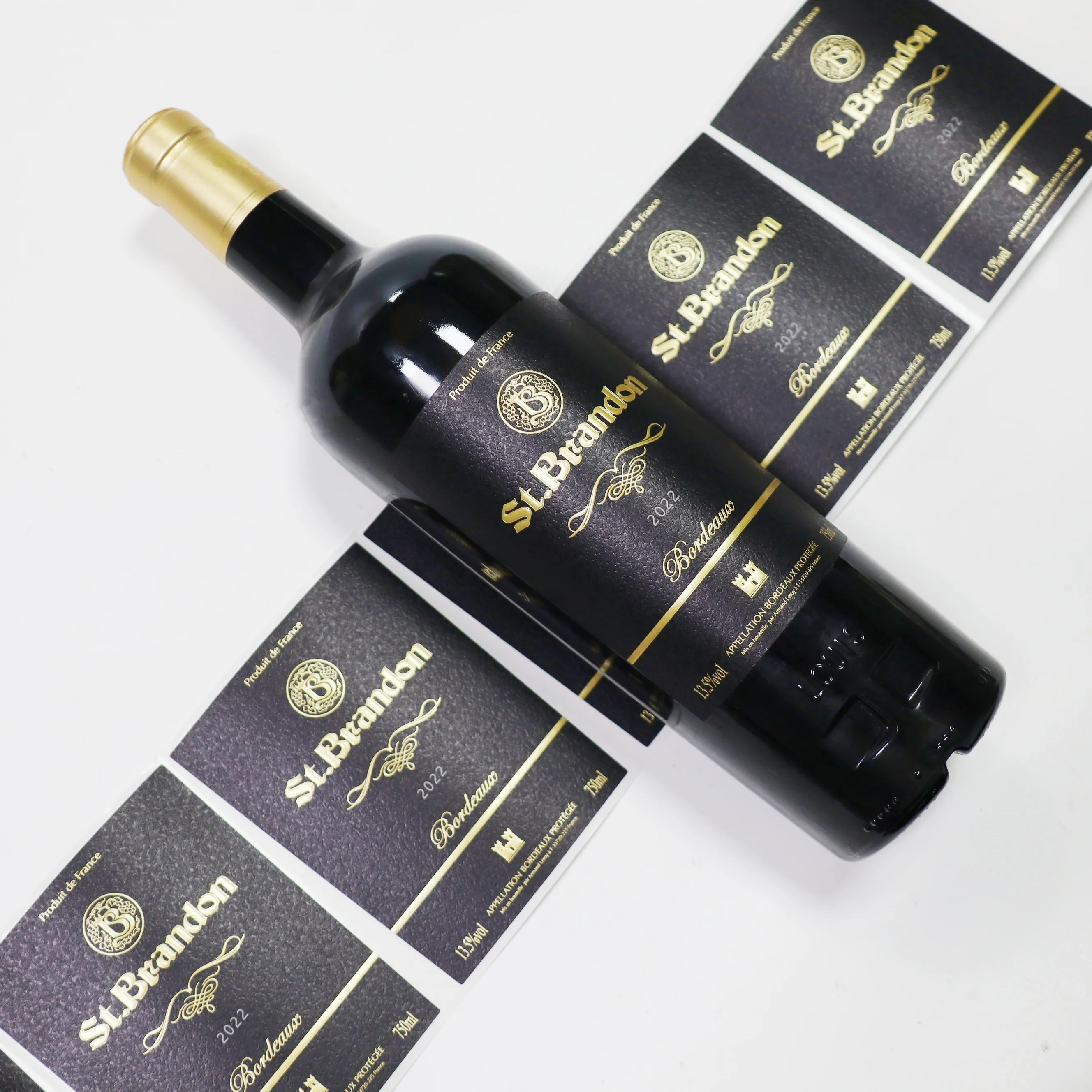 Rock grain self-adhesive label, can be customized waterproof label hot stamping UV process wine label