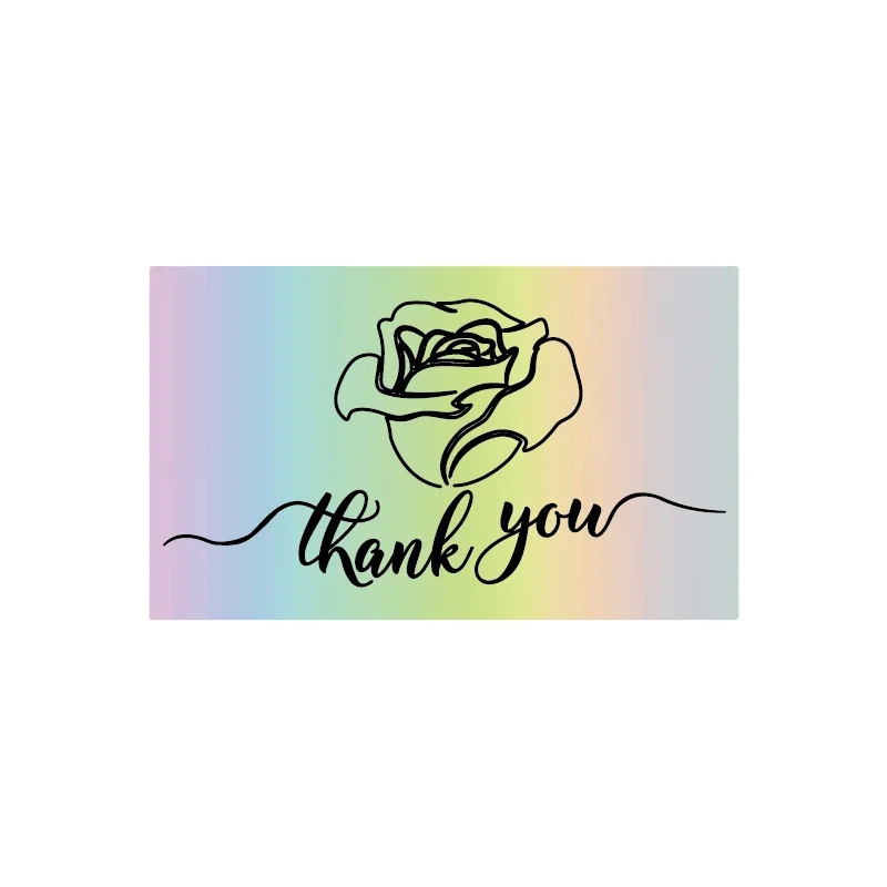 50pcs/pack Thank You Cards For Supporting Small Business Holographic Mini Rainbow Card Business Card For Package Decoration