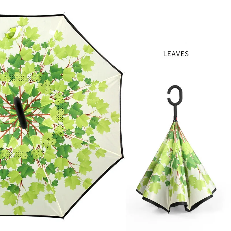 Wholesale Custom 23' * 8k Adults Reverse Straight Umbrella Double Layer Inverted Print Umbrella With C Handle