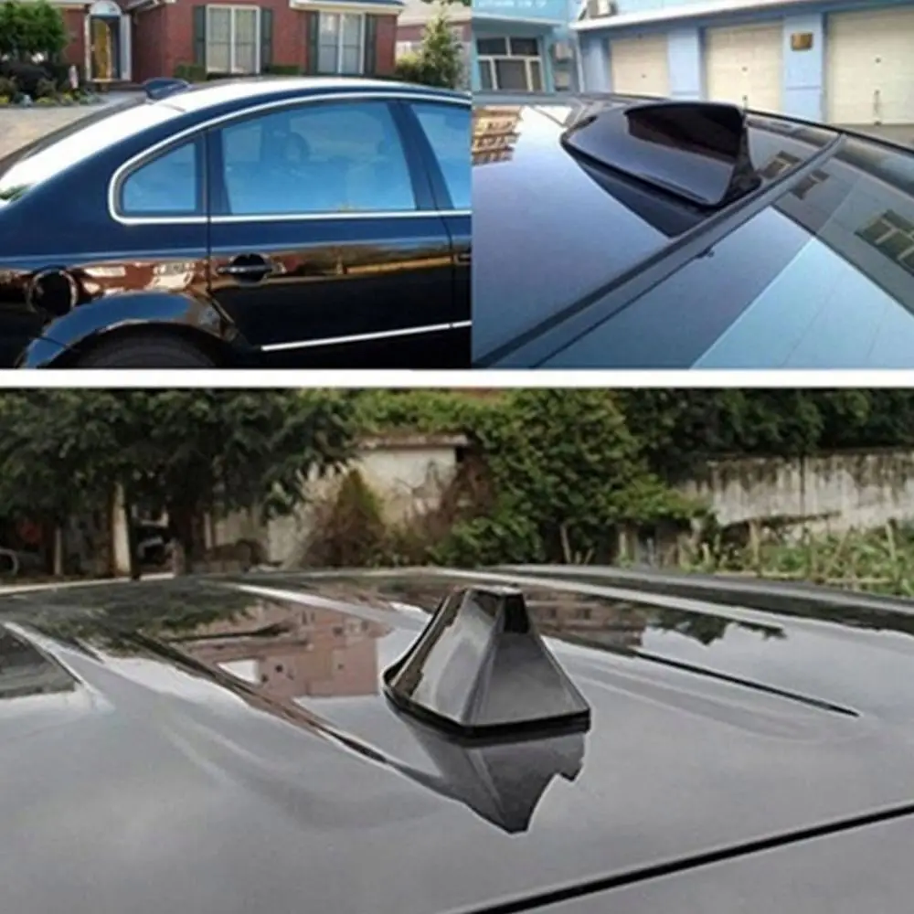 Universal Car Roof Shark Fin Decorative Aerial Antenna Cover Sticker Base Roof Carbon Fiber Style For Car