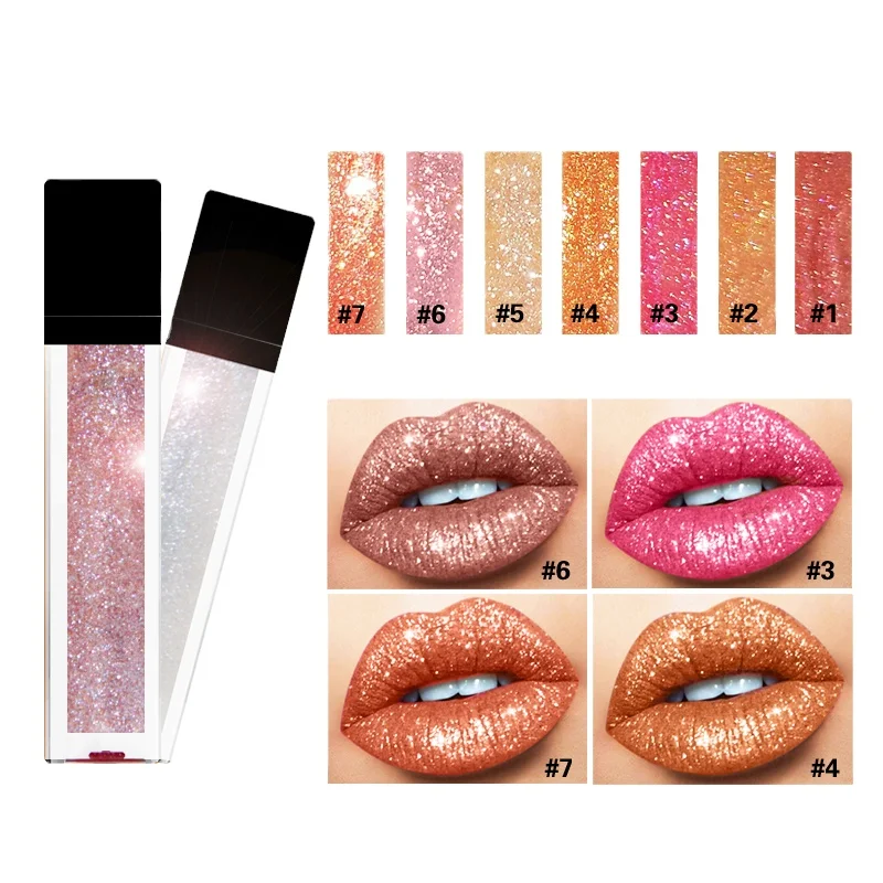 
Wholesale Custom Clear Shiny Glow Holographic Glitter Diamond Lipgloss Private Label Make Your Own Organic Lip Gloss Vendor 