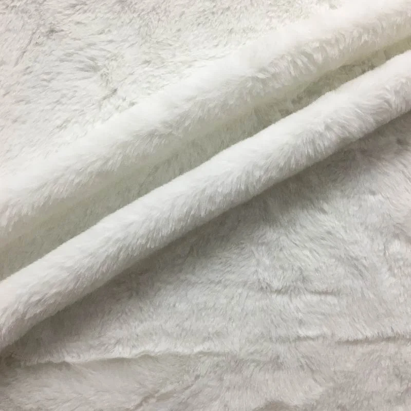 Solid color dyed white long hair 10mm artificial synthetic faux rabbit fur plush fabrics