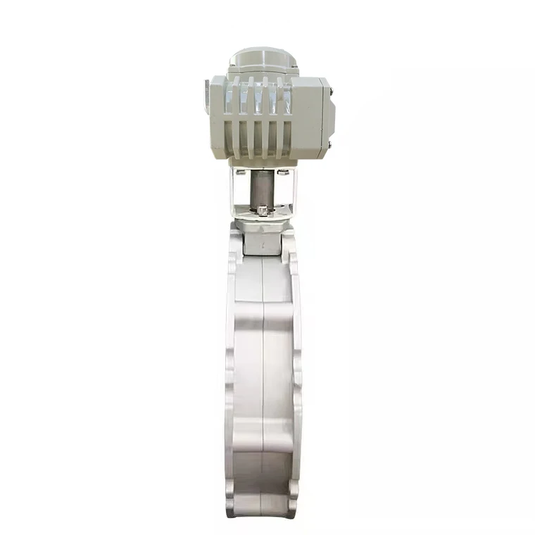 10inch electric 24VDC Single Double Flange ss304 Polyurethane Aluminum Alloy cast iron Silo dust Powder vfs Butterfly Valve