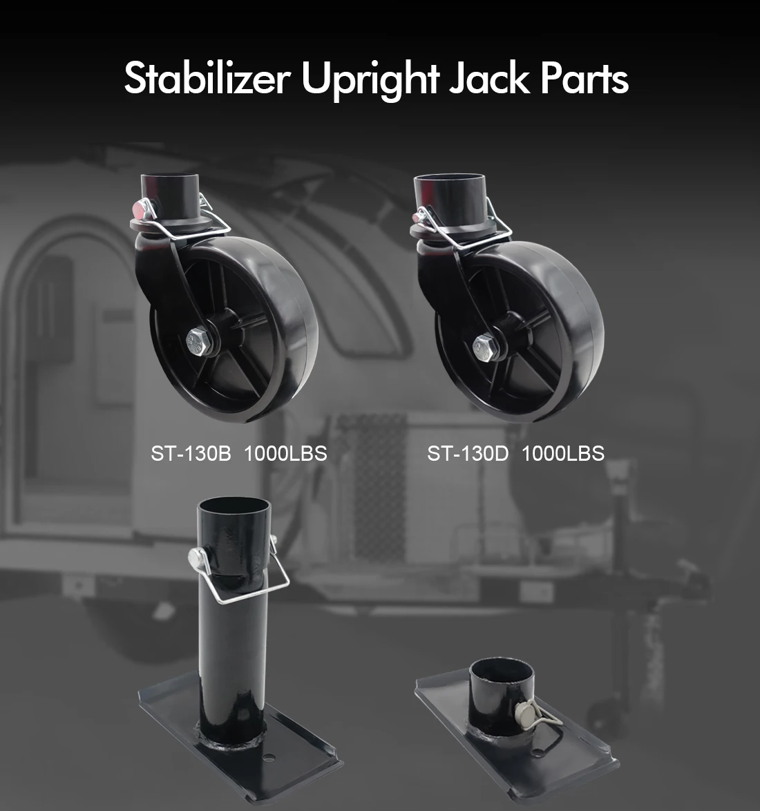 ST-130B 1000LBS Black Trailer Wheel, Trailer Parts