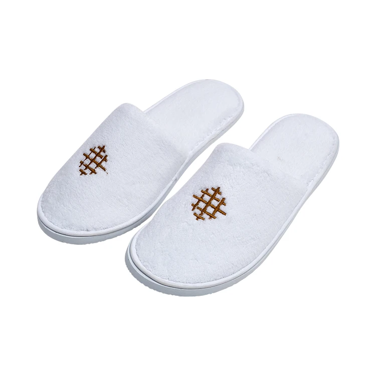 Disposable Slippers Spa Custom Logo Hotel Indoor Slippers Coral Velvet Hotel Slippers White