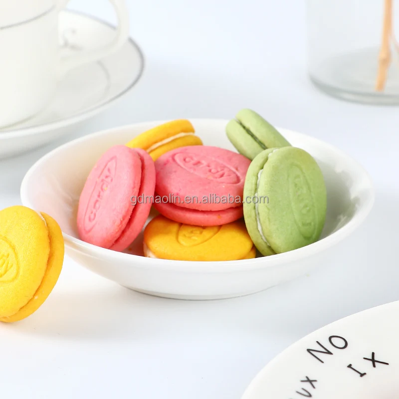 MAOLIN Health Snack Crispy Macaron Sandwich Biscuits Strawberry Lemon Peach Flavor 320g/box