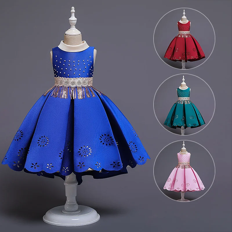 Kids Tassel Satin Dress Baby Vintage Party Frock Girls Dresses X1020