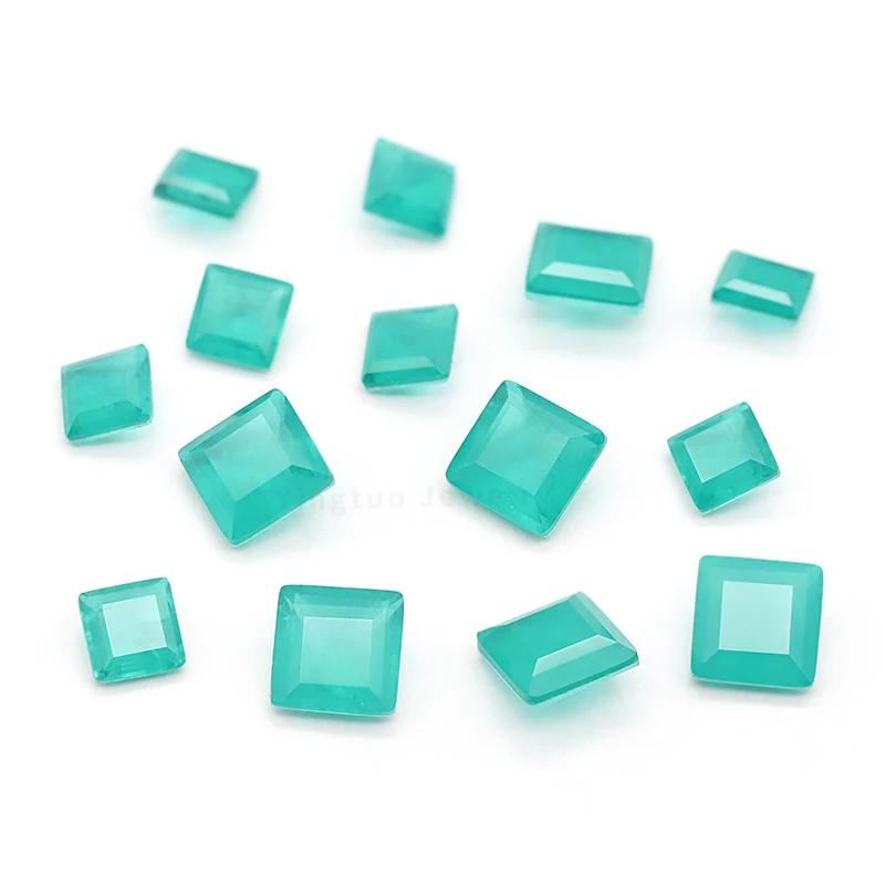 YT Jewelry Green Princess Shape Fusion Stone Glass Loose Gem for Jewelry Making