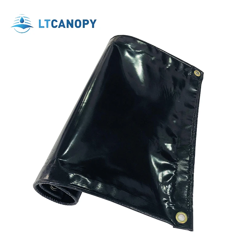 Litong flame retardant waterproof 600gsm black pvc coated tarpaulin for truck