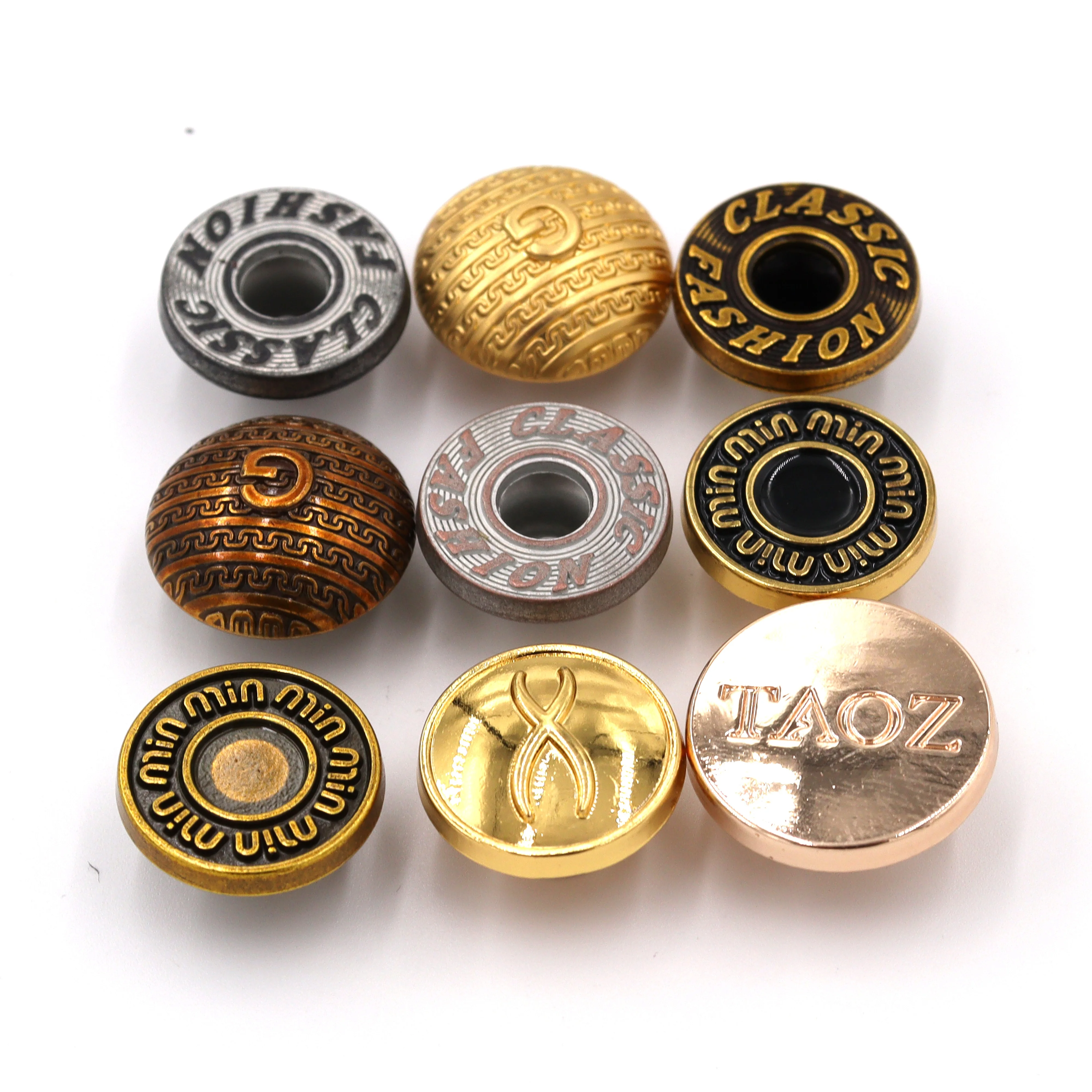 OEM ODM Manufacturers Custom Brand Logo Vintage Denim Jeans Button and Rivets for Garment