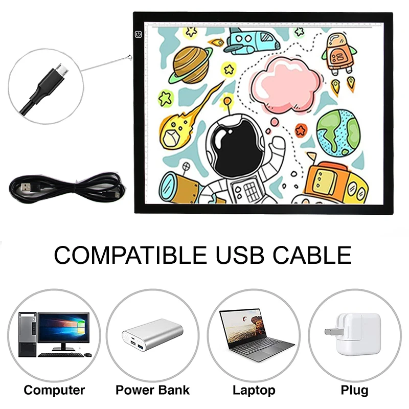Portable Tracer light pad Ultra-Thin  A3 Size LED Tracing Pad Light Box dimming Brightness for  Artists Drawing x-ray viewing