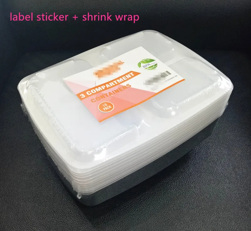 Stackable 3 Compartment 10 Pack Reusable BPA Free Meal Food Prep Box