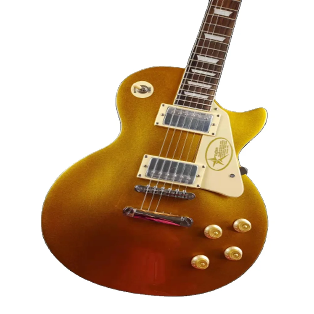 Standard Electric Guitar Peach Blossom Core Wood Golden Top Henback Pickup Standard Bridge Free Shipping in stock